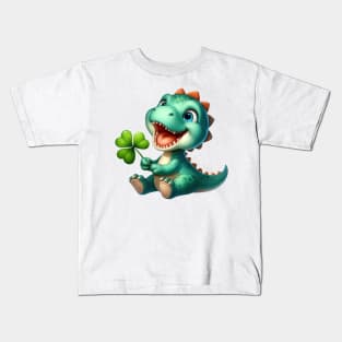 Clover Dino St Patricks Day Kids T-Shirt